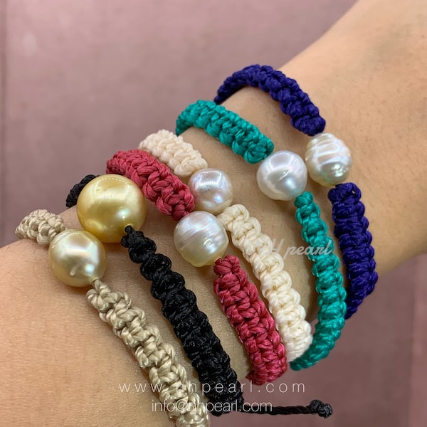 South Sea Pearl Bracelet - South sea pearls friendship bracelet - woven pearl