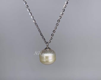 Collar de perlas blancas del Mar del Sur: colgante de plata de ley S925