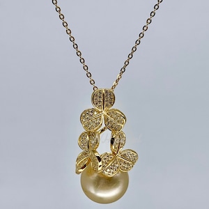 south sea pearl neklace pendant gold with s925 sterling gold necklace setting. genuine sea water pearl pendant, natural color