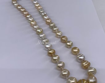 Colar de pérolas dos Mares do Sul, pérolas em ouro branco, fecho em prata 925.