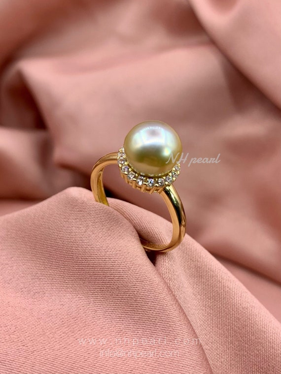 11-12MM NATURAL SOUTH SEA GENUINE Gold PEARL YELLOW ADJUSTABLE RING SIZE 8# h 11-12MM NATURAL SOUTH SEA GENUINE Gold PEARL YELLOW ADJUSTABLE RING SIZE 8# h