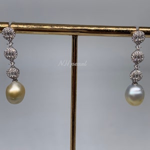 south sea pearl earring. S925 sterling silver stud earring. Seawater pearl. Natural pearl earring