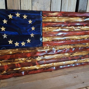 Betsy Ross Flag, Bar Sign, Bar Decor, 1776 flag, Wooden American Flag, Western Decor, Man Cave Decor, Cowboy Decor, retirement gift