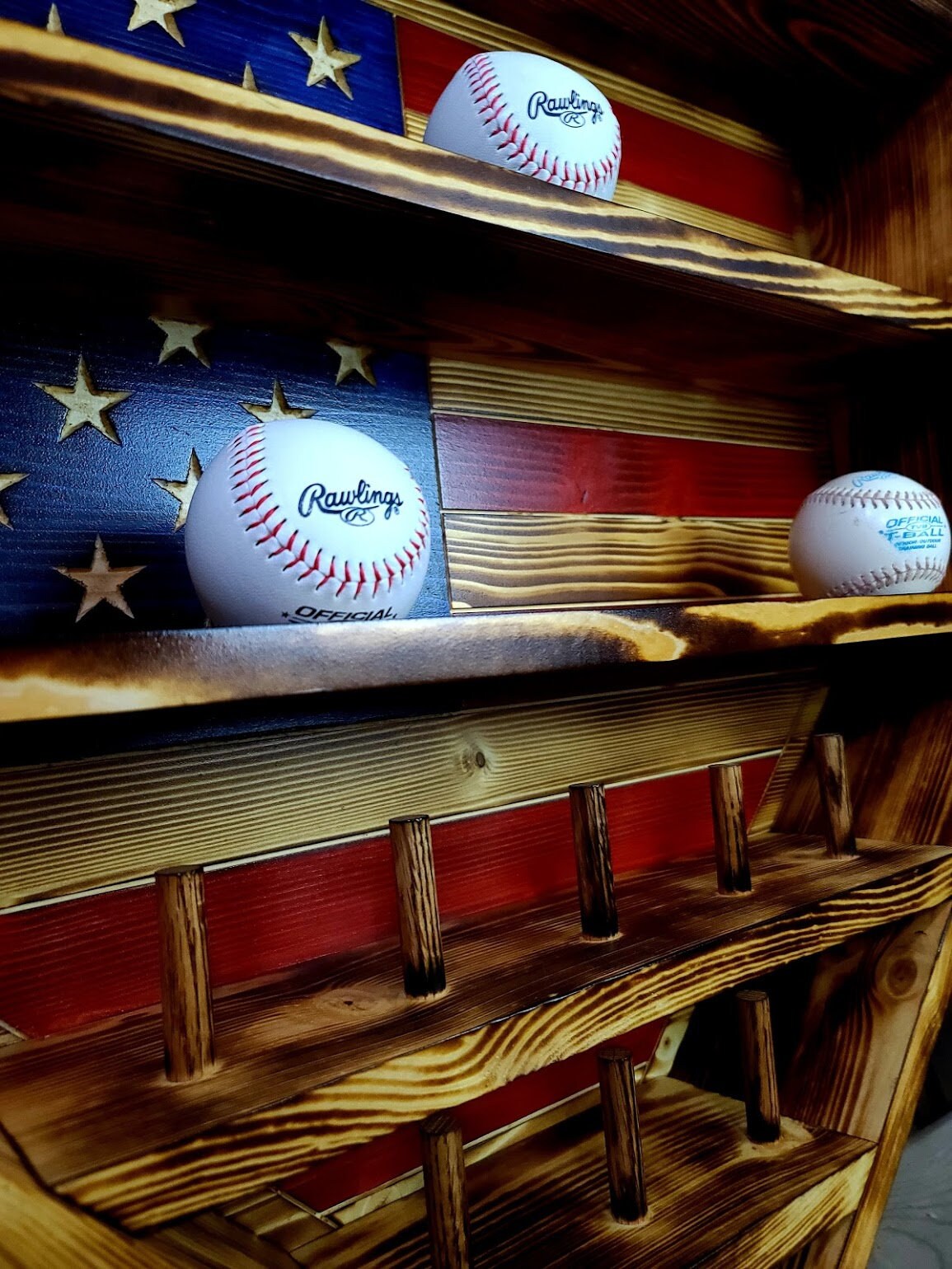 Home Plate Baseball and Ring Display Case American Flag Etsy