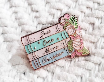 PreOrder Just One More Chapter Pin, Enamel Pin, Book Pin, Book Enamel Pin, Lapel Bin, Book Lover Gift, Books, pastel