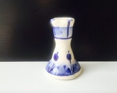 Ceramic decorative candle stand - white and blue painting design Hand painted Russian Gzhel Folk Style Made in Russia Ideal gift