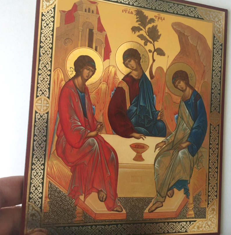 Icon Holy Trinity Andrei Rublev Russian lithography icon ...