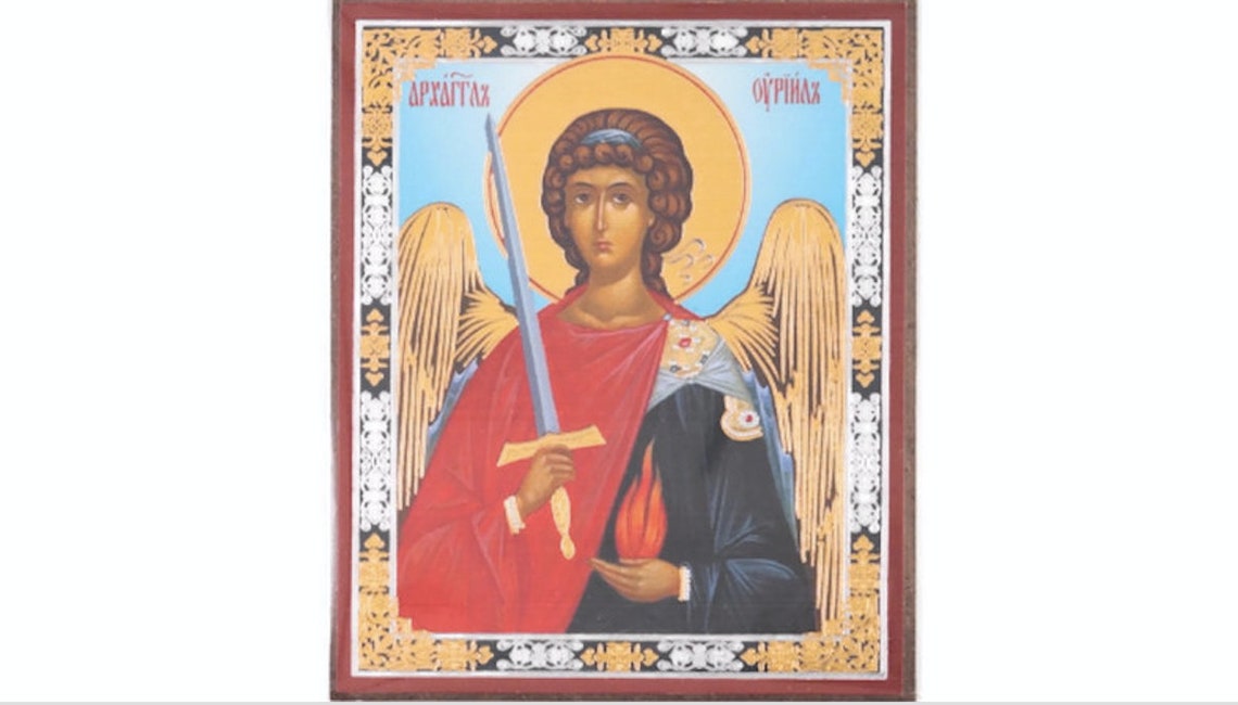 Saint Uriel the Archangel Orthodox Mini Icon Gold Silver Etsy