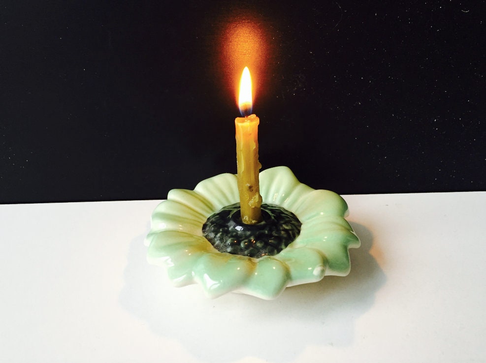 Porcelain Ceramic candle holder Flower flat Etsy