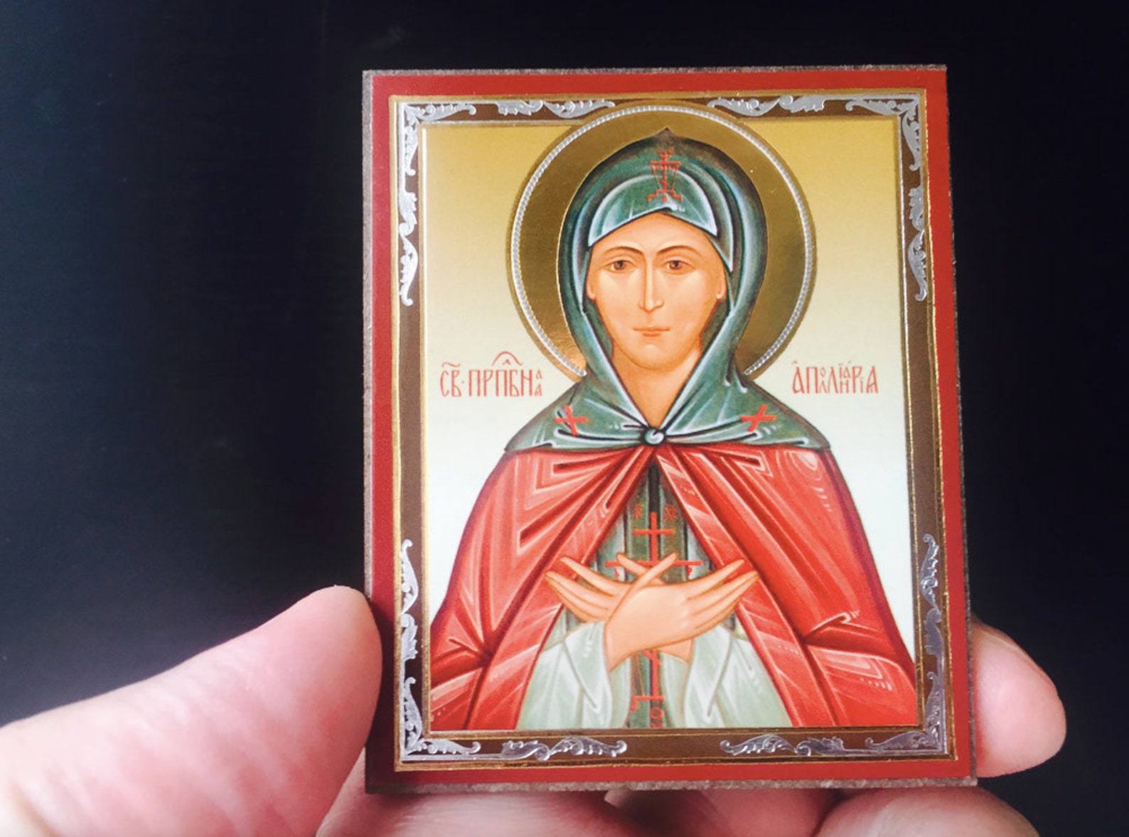 Saint Apollinaria Orthodox Mini Icon Gold Silver Foil Etsy
