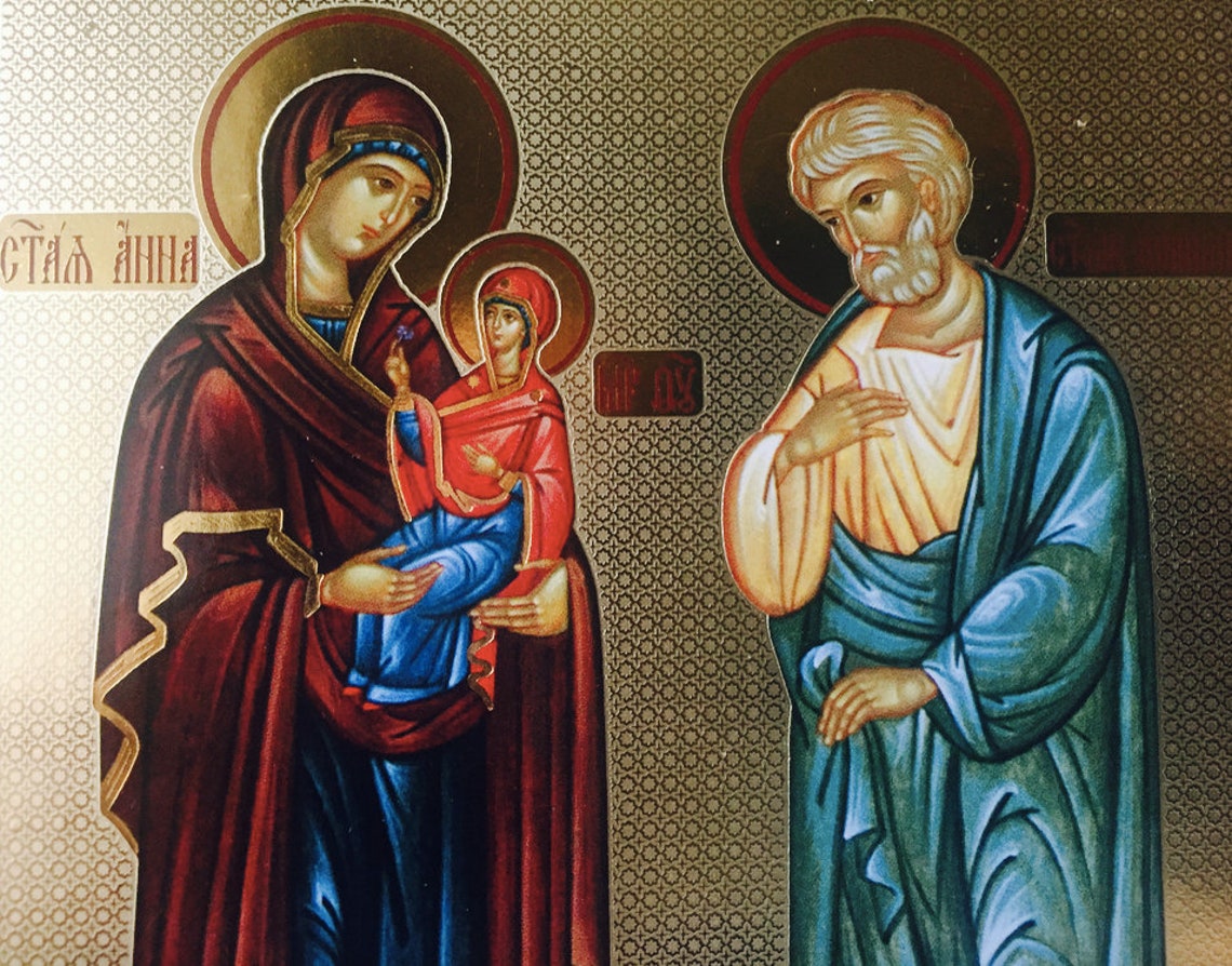 St Joachim and Anna Icon Orthodox Russian Icon on Pressed Etsy