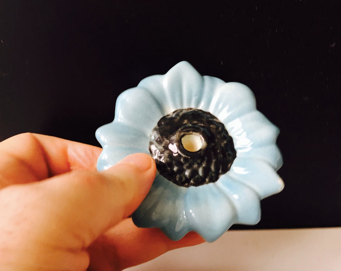 Porcelain Ceramic candle holder Flower flat Etsy