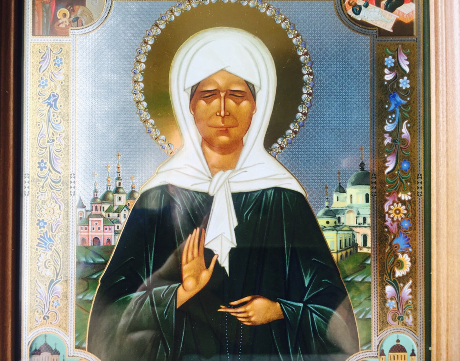 Blessed Matrona of Moscow icon with wooden frame and glass | Etsy