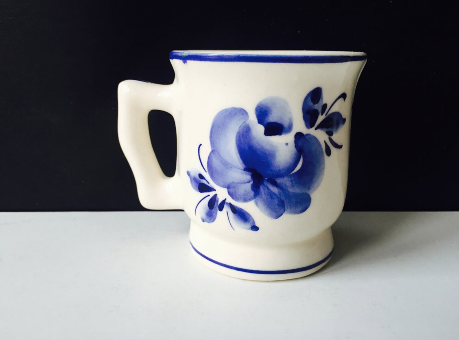 Russian Ceramic Holy Water cup Blue and White Gzhel painting Etsy
