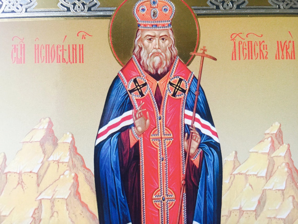 Saint Luka Gold Foiled Icon Orthodox icon Russian Wooden | Etsy