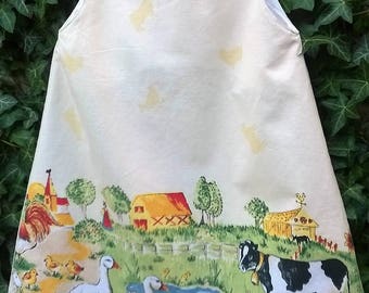 Printed 6 "countryside" line pinafore dress