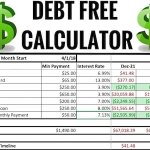 Debt Snowball Calculator, Debt Snowball, Dave Ramsey, Debt Tracker, Financial Planner, Debt Payoff, Excel Spreadsheet, Finance Calculator