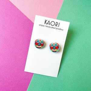 Abstract face, cool chicks, Polymer clay earrings, stud earrings