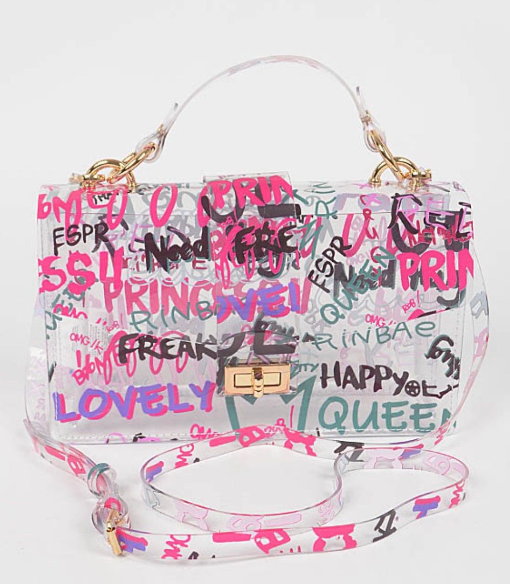 Women's Graffiti Clear Tote Bags with Pouch - ROMY TISA