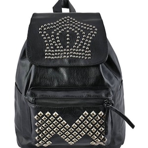 Studded Black Backpack: Faux Leather Rucksack