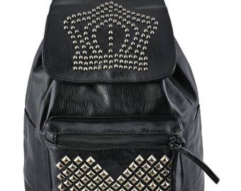 Studded Black Backpack: Faux Leather Rucksack