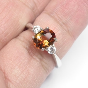 Natural 2.80 ct Imperial Topaz ring silver sterling size us 7.0 and free resize all size.