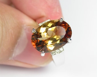 Natural 6.35 ct Imperial Topaz ring silver sterling gem unheated size us 7.0