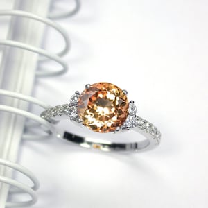 Unheated 9 mm. Natural imperial topaz ring sterling silver wedding ring size us 7.0 and free resize all size.