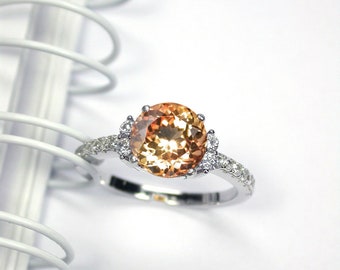 Natural Imperial Topaz Ring: 9mm Sterling Silver Wedding Ring, US Size 7