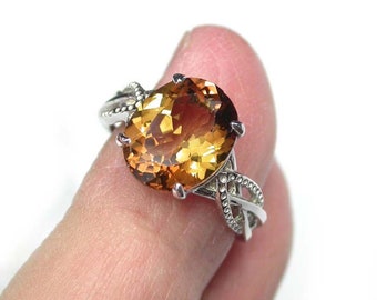 Natural Imperial Topaz Sterling Silver Ring - US Size 7
