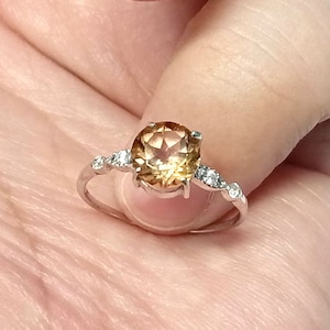 7.0 mm. Natural Imperial Topaz ring silver sterling size us 7.0 and free resize all size.