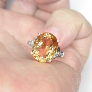 11 x 9 mm Natural Imperial Topaz ring silver sterling unheated size us 7.0 and free resize all size.
