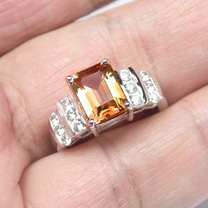 Natural 2.8 ct Imperial Topaz ring silver sterling size us 7.0 and free resize all size.