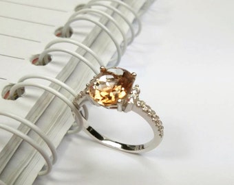3.4 Natural imperial topaz ring sterling silver wedding ring