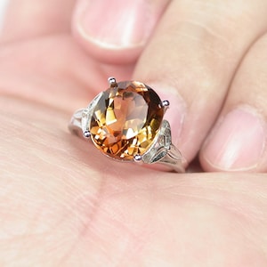 5.35 ct. Natural Imperial Topaz ring silver sterling size us 7.0 and free resize all size.