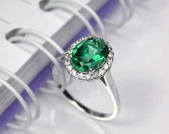Green Topaz Ring: Sterling Silver Wedding Jewelry, US Size 7 free resize all size.