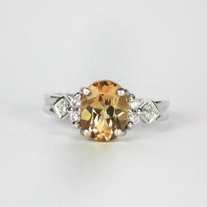 Natural imperial topaz ring sterling silver 9 x 7 wedding ring size us 7.0 and free resize all size.