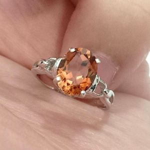 3.25 ct Natural imperial topaz ring sterling silver wedding ring size us 7.0 and free resize all size.