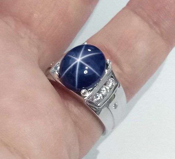6.85 Ct Natural Blue Star Sapphire Ring Wedding Size Us 7.0 and