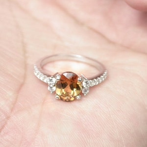 2.45 Natural imperial topaz ring silver sterling wedding ring size us 7.0 and free resize all size.