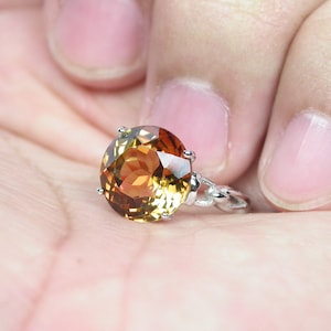 Natural 10 mm Imperial Topaz ring silver sterling size us 7.0 and free resize all size.