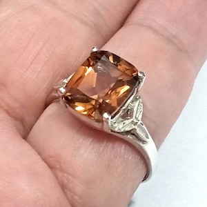 Unheated Natural Imperial Topaz ring silver sterling 11 x 9 mm size us 7.0 and free resize all size.