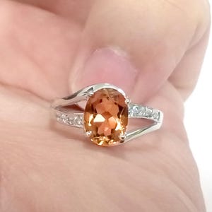 Natural imperial topaz ring sterling silver wedding ring us 7.0 size 9x7 and free resize all size.
