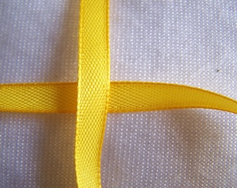 Satin ribbon, single side, yellow, width 6 mm (S-016)