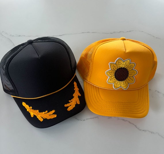 Floral Trucker Hat, Sunflower Embroidered Snapback - Etsy display picture 2