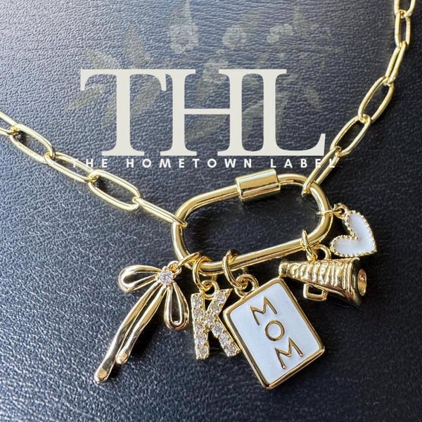 Custom Charm Necklace | Gold Plated Charm Necklace | DIY | Design Your Own Charm Necklace | Create Your Own Charm | Charm Bar | Carabiner