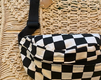 Black and White Checkered Belt Bag