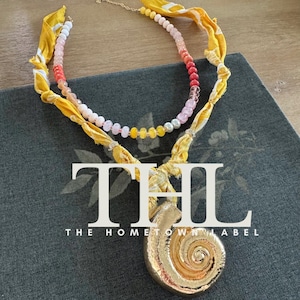 BANDANA NECKLACE | Charm Necklace | Yellow Bandana Necklace | Summer Charms | Shell Bandana Necklace | Ocean Charm | Bandana Charms | yellow