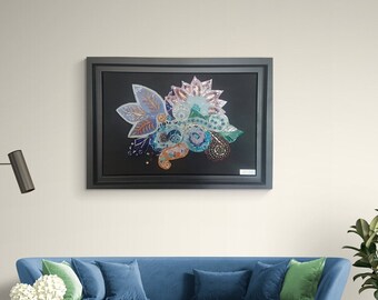 Wall art unique Mosaic Mandala Jewelry Floral Mosaic Painting, Stained Glass and Jewelry