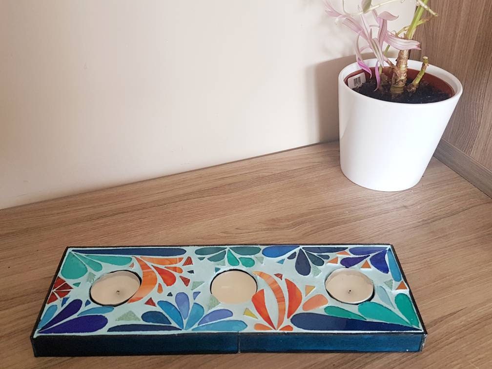 Personnalisable Possible, Grand Bougeoir Photophore, Centre de Table 3 Bougies Chauffe Plat - Mosaïq